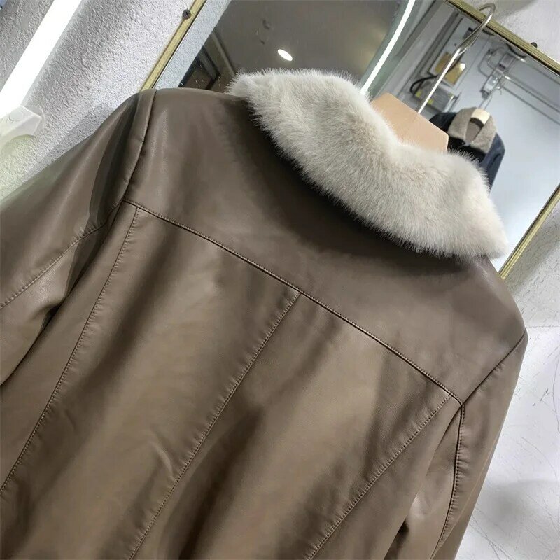 Женская утепленная куртка из искусственной кожи, осенняя утепленная кожаная куртка с большим шерстяным воротником, Короткие топы, утепленная куртка для женщин