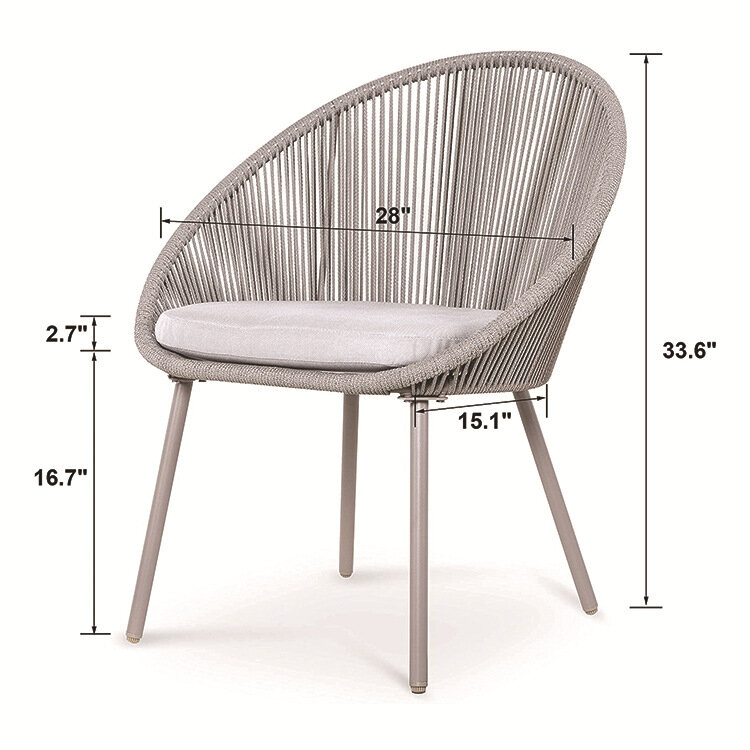 Плетеный стол и стул из полиэтиленовой веревки для отдыха на открытом воздухе во дворе и искусственном пространстве