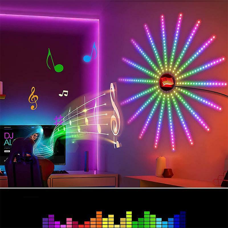 Fajerwerki LED Strip Light RGB kontrola dźwięku symfonia fajerwerk światło weselne boże narodzenie sterowanie muzyką pełny zestaw lampa meteoryt sen