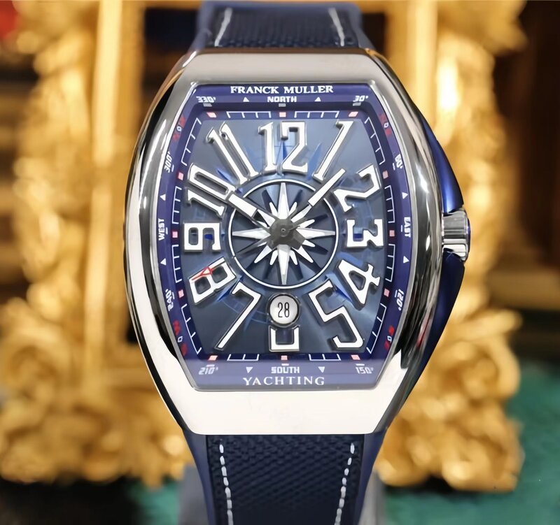 FRANCK MULLER-Marca de luxo relógio de pulso mecânico automático, relógio impermeável masculino, Yacht Series, Moda Relógio, V45, Novo