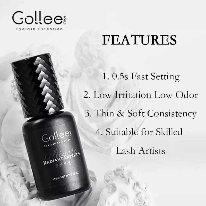 GOLLEE − Colle pour faux-cils, séchage rapide, sans latex, professionnelle, étanche, 0.5s