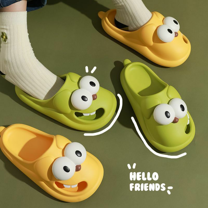 Funny Cartoon Dog Slippers Women Summer 2023 New Hollow Out Thick Sole Anti-slip PVC Slippers Shoes for Women Zapatos De Mujer