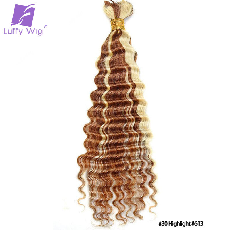 Luffy-extensiones de cabello humano para mujeres negras, extensiones de cabello con trenzas de onda profunda, estilo bohemio, Remy birmano