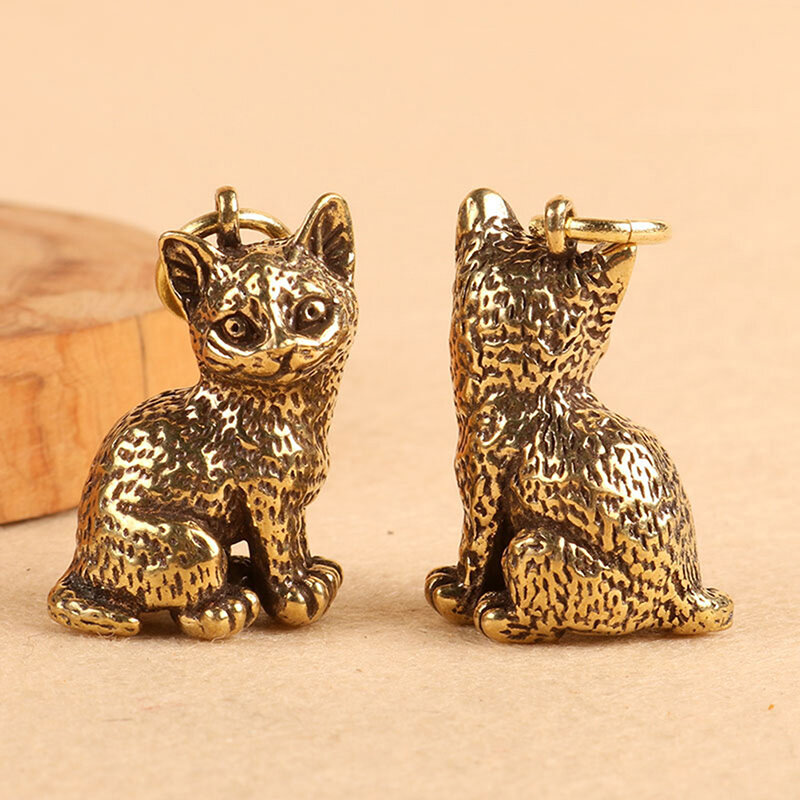 純銅製の猫のキーホルダー,ペンダント,DIY,ジュエリー
