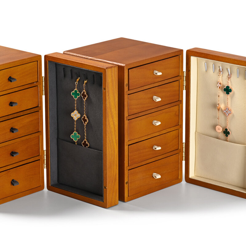 Ящик-органайзер для ювелирных изделий Oirlv, 5 слоев, деревянный ящик для хранения ювелирных изделий, органайзер, пылезащитный, прочный, деревянный ящик-органайзер для ювелирных изделий