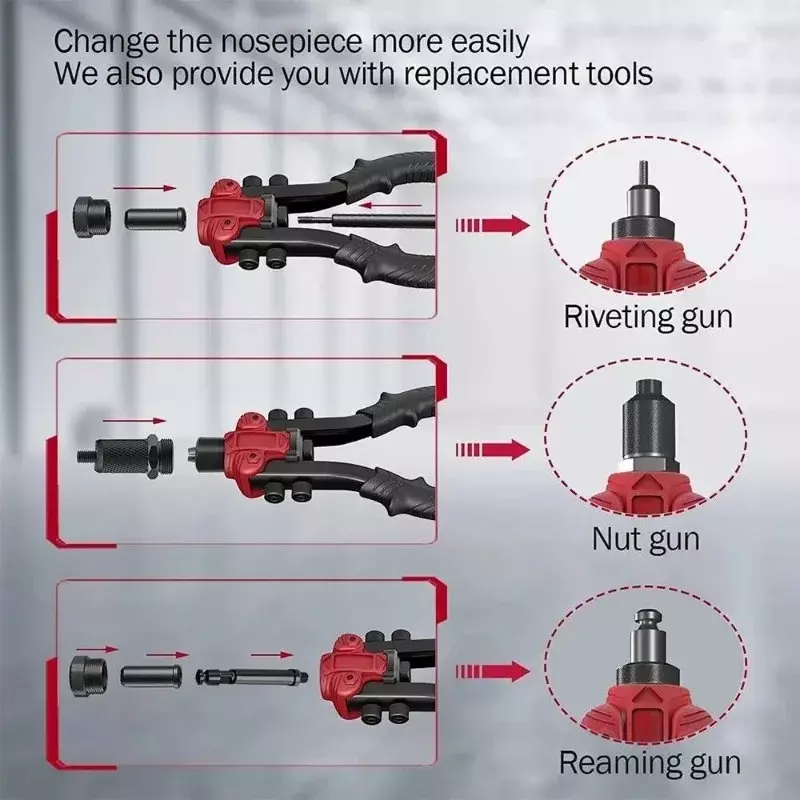 Manual Rivet Gun Kit com Box Rivnut Thread, Ferramenta de Configuração, Nut Setter, Nut Sert, Métrica, M3-M10, Mão Riveter, 3 em 1