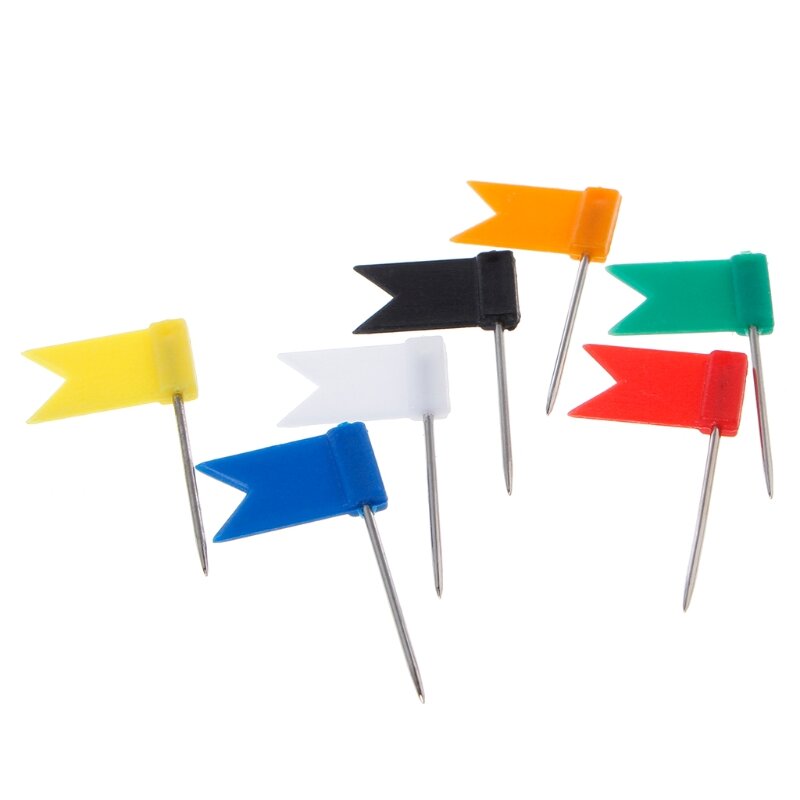 100 Stück gemischte Farbe Flagge Push Pins Nagel Daumen Tack Karte Zeichnung Pin Briefpapier