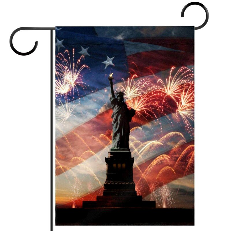 Liberty for All Patriotic Garden Flag Double Sided Polyester Statue of Liberty America Flag for Outdoor Patio Lawn Decoration