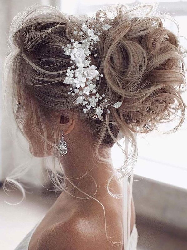1 шт. цветок невесты свадебные волосы лоза жемчуг свадебные волосы листья аксессуары для волос искусственная повязка на голову для женщин и девочек
