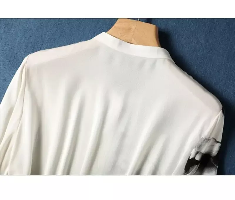 Satin Vintage Women's Shirts Spring/Summer Long Sleeves Loose Women Tops Fashion Clothing Printed Vintage Blouses 2024 Korean