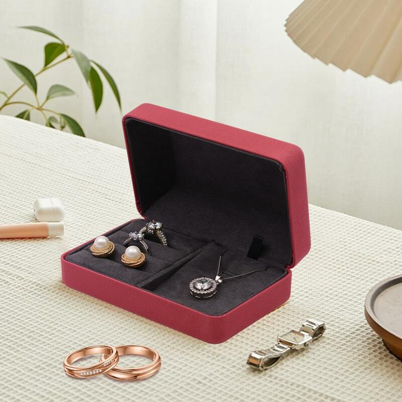 Organizador de collares y anillos compacto, caja de almacenamiento de joyería elegante, portátil, estuche de viaje