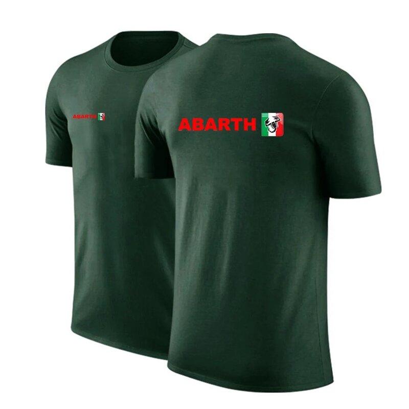 Camiseta masculina Abarth de manga curta com gola redonda, tops confortáveis, casual esportiva, simplicidade, comum, alta qualidade, verão