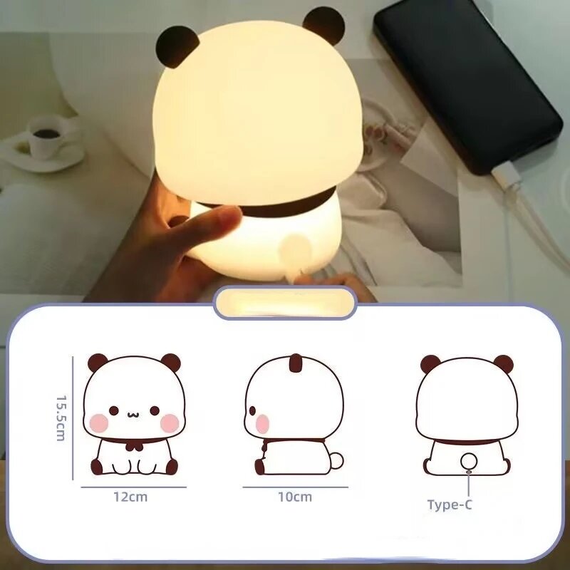 Bear Panda Led Night Light Lamp Bubu And Dudu Cute Animal Cartoon Nightlight for Kids Bedside Bedroom Living Room Decorative