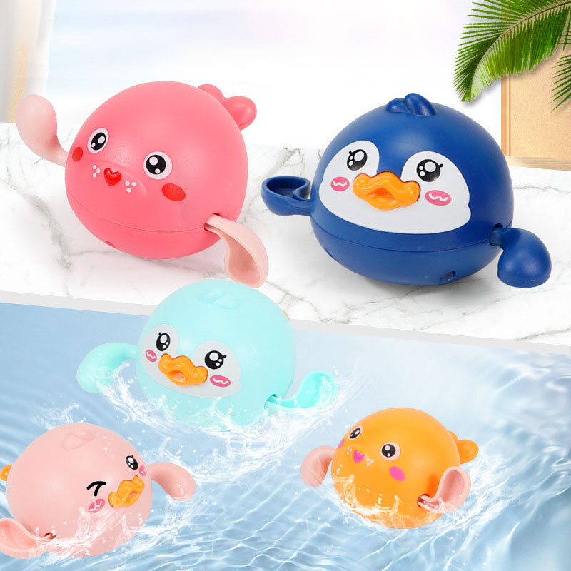 1 pz ABS giocattoli per bambini carino Wind Up tipo giocattolo da bagno forma di leone marino Souptoys forniture da bagno per bambini