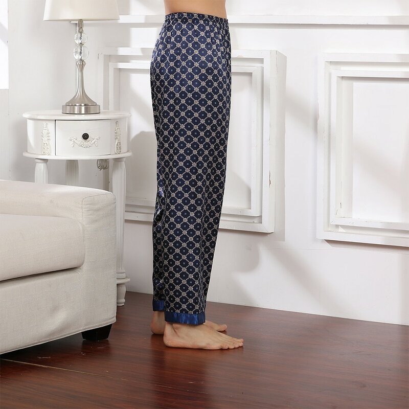 Męskie jedwabna satynowa piżama spodnie do jogi świąteczne piżamy spodnie codzienne majtki domowe przyjazne dla skóry miękkie spodnie męskie spodnie do spania