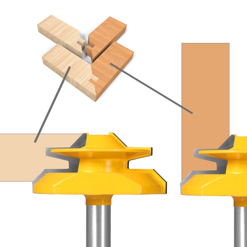 Yumun 1 Buah 45 ° Derajat Kunci Miter Router Bit Woodworking Milling Cutter untuk Alat Kayu