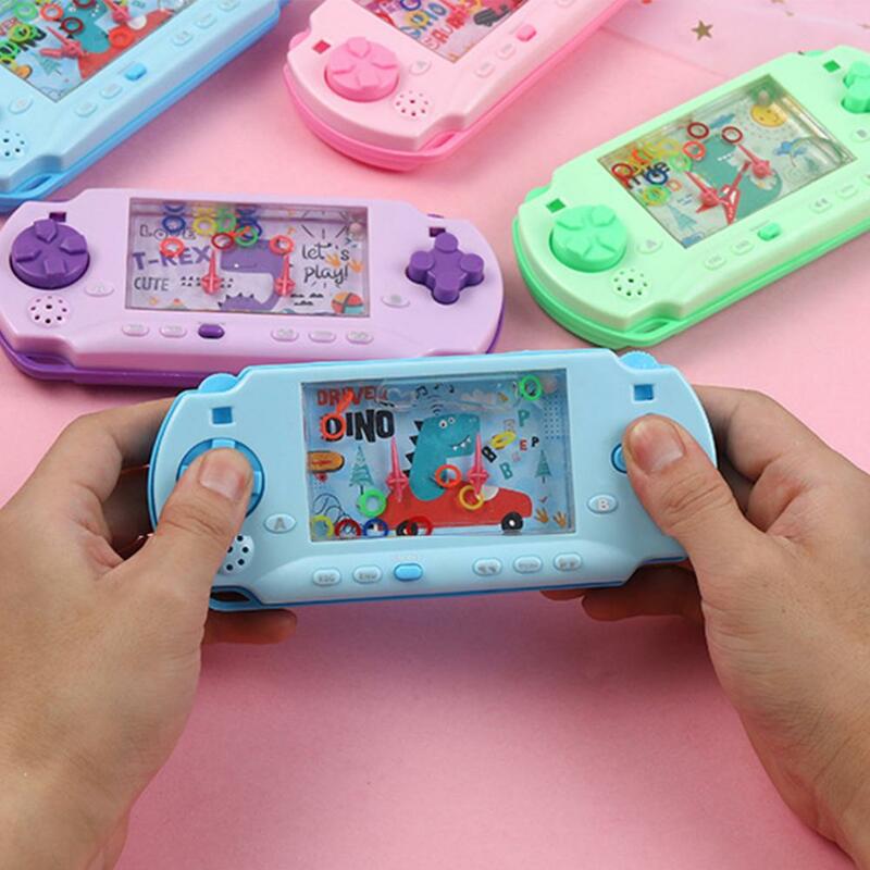 Game Console Toy Lovely Adorable Water Game Machine Dinosaur Print Nostalgia Hands-on Skills Water Ring Toss Toy Birthday Gift