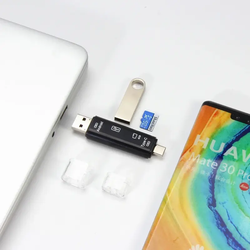 5-in-1 Multifunktion kartenleser externer Speicher schwarzer Stretch für Memory Stick TYPE-C USB 3,0 Mini-Speicher kartenleser