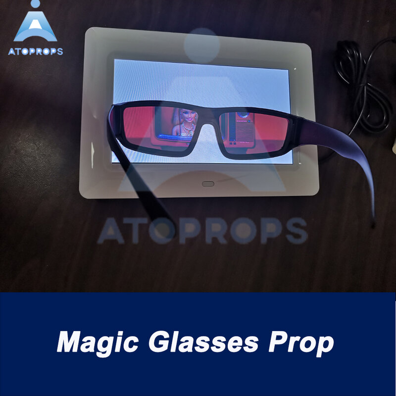 Juego de rompecabezas con pantalla de cristal mágico, encuentra pistas invisibles con gafas, Kit de escape, aventura temática de mago, temas mágicos, ATOPROPS