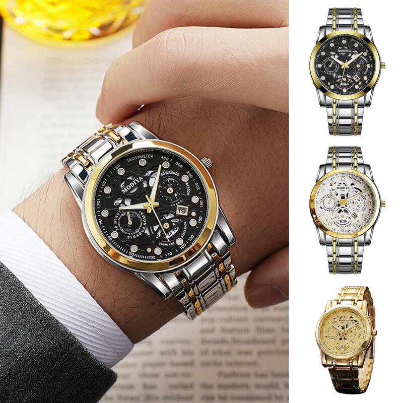 Creative Design Watch Exquisite Men's Quartz Wristwatch with Night Light Date Display High Accuracy Alloy Strap Formal for Men