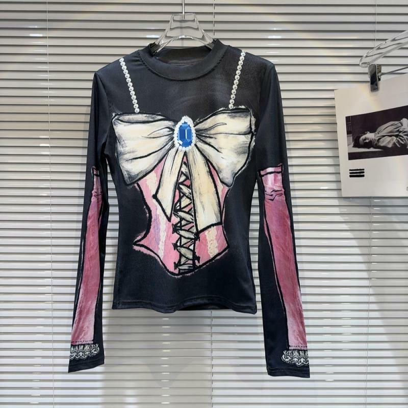Deeptown-女性用原宿Tシャツ,セクシーな弓のTシャツ,漫画のナイフ,y2kストリートウェア,スリムフィット,日本のスタイル