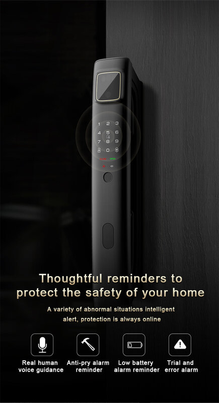 Cerradura inteligente con huella dactilar, llave de tarjeta con contraseña, intercomunicador de red WIFI para el hogar