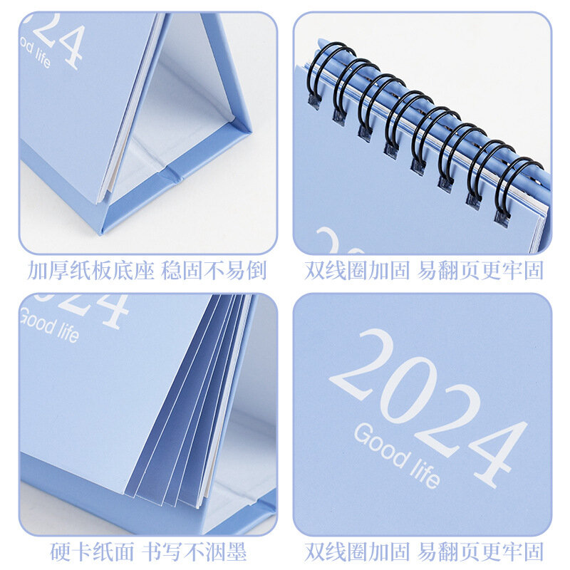 2024 minimalisti scher englischer Mini kalender, Morandi-Kalender, Desktop-Dekorationen, tragbare Kalender-Schreibtisch-Assessories-Büro tische