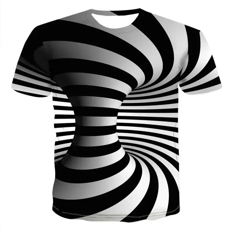 Sommer Männer T-Shirt abstrakte Kunst 3D-Druck Mode Persönlichkeit lose Retro Spaß Mode Männer Kurzarm Top o Kragen