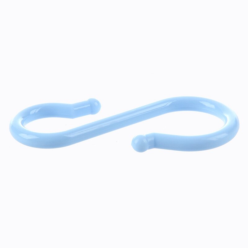 Ganchos em forma de S de plástico azul, copo e tigela, 24 pcs