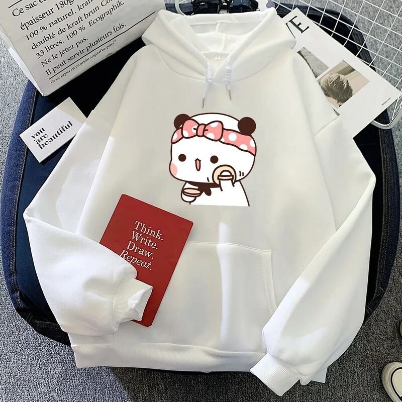 Cartoon Panda Bear Bubu Dudu Printing Hoodies Make Up Graphic Sweatshirts Casual Comfortable Kawaii Print Clothing for Women/Men