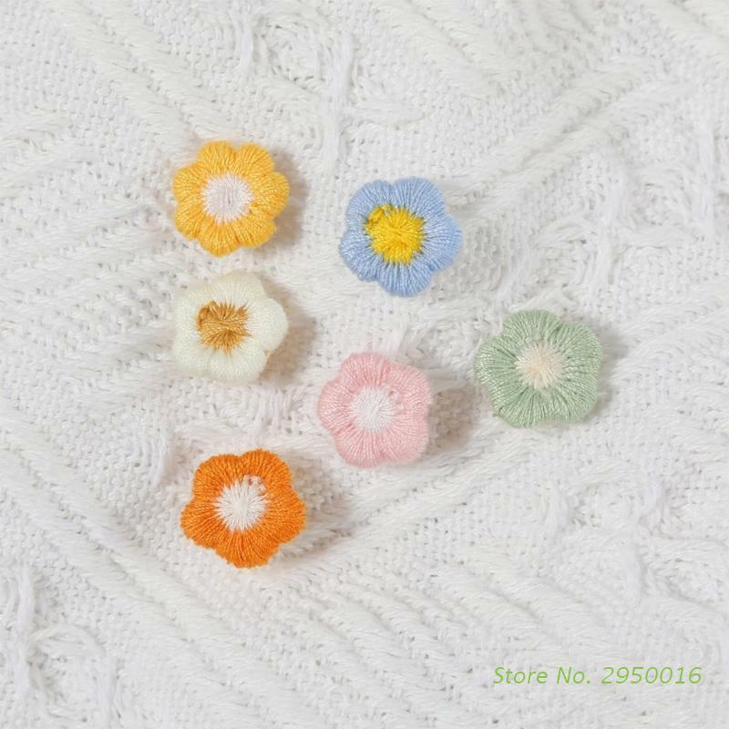 30 PCS Push Pins ที่มีสีสันผ้าปักลายดอกไม้ภาพผนัง Studs อุปกรณ์สำนักงานสำหรับ Home Cork บอร์ดกระดาษ