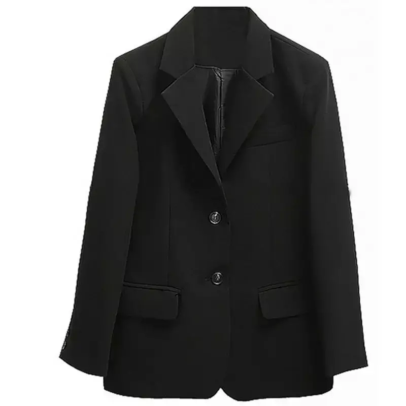 Dopasowany zestaw biznesowy dla kobiet Wiosna Jesień Biuro Lady Luźne marynarki Spodnie Dwuczęściowe zestawy Czarny płaszcz Spodnie Stroje damskie