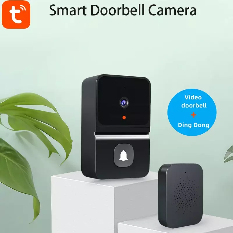 Tuya-Sonnette vidéo WiFi aste avec caméra, interphone bidirectionnel, vision nocturne, maison intelligente, protection de sécurité intérieure