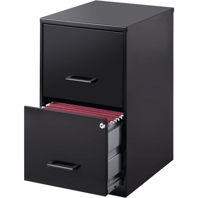 18-дюймовый глубокий шкаф для документов с 2 выдвижными ящиками, черный