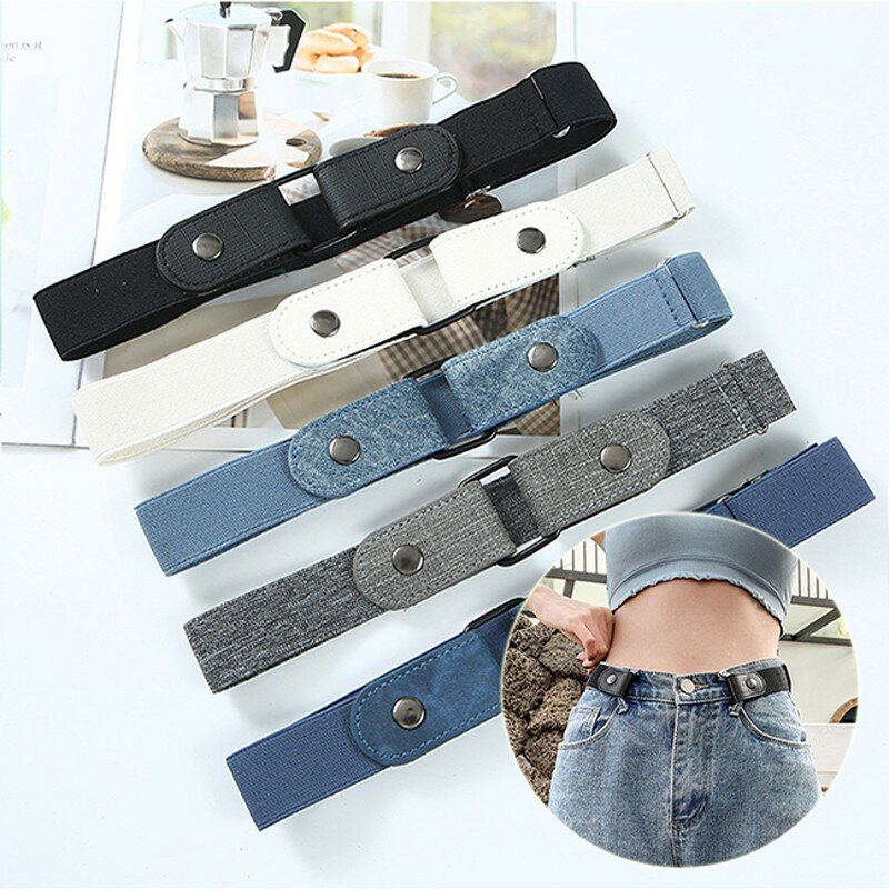 New 4/3/2/1PC Stretch Elastic Waist Band Invisible Belt Buckle-Free Belts for Women Men Jean Pants Dress No Buckle Easy To Wear