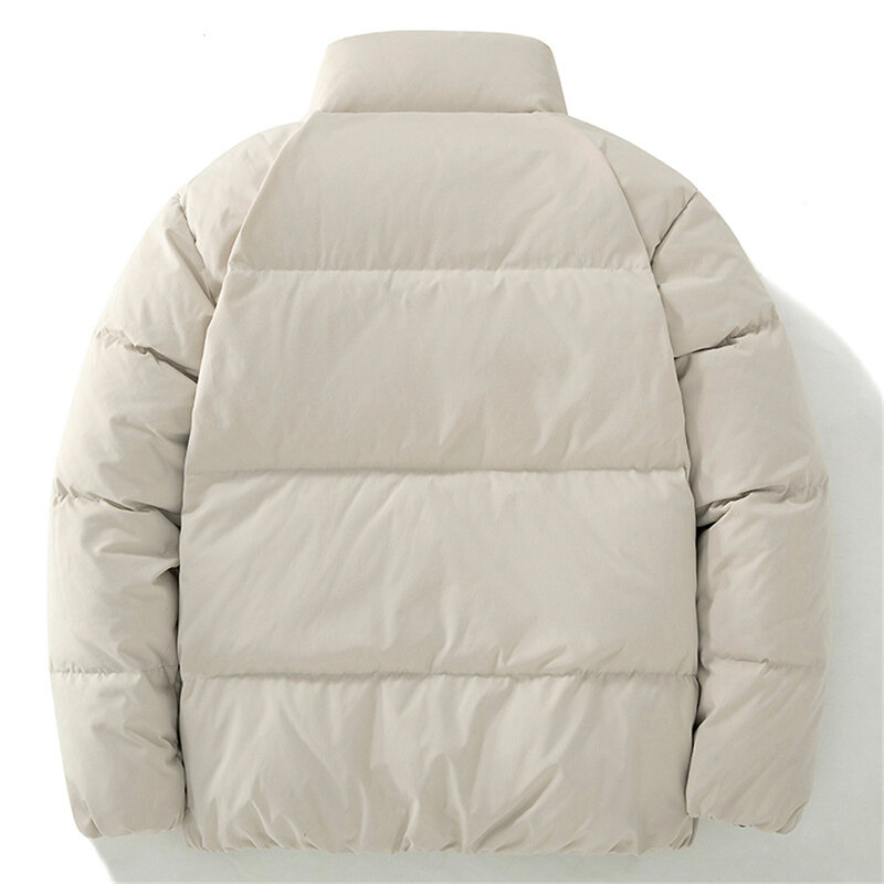メンズホワイトダックダウンジャケット、厚手のジャケット、単色カジュアルコート、黒、白、男性、キャンプ、ファッション、冬
