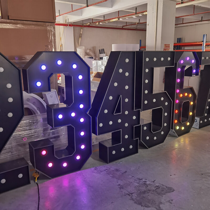 Wedding Electronic Sign Decoration Black Acrylic 5ft Large Light Up Numbers Birthday Marquee Letters