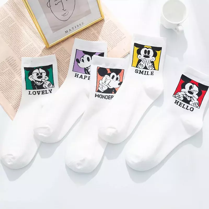 Frühling Sommer neue koreanische Flut Cartoon Mickey süße süße weiße lustige Straße Frauen Socken Student Mädchen Mittel rohr Socke Disney