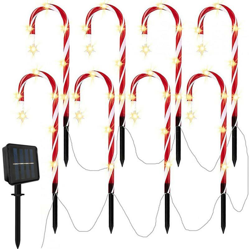 8 шт./набор, рождественские светильники-тростники на солнечной батарее