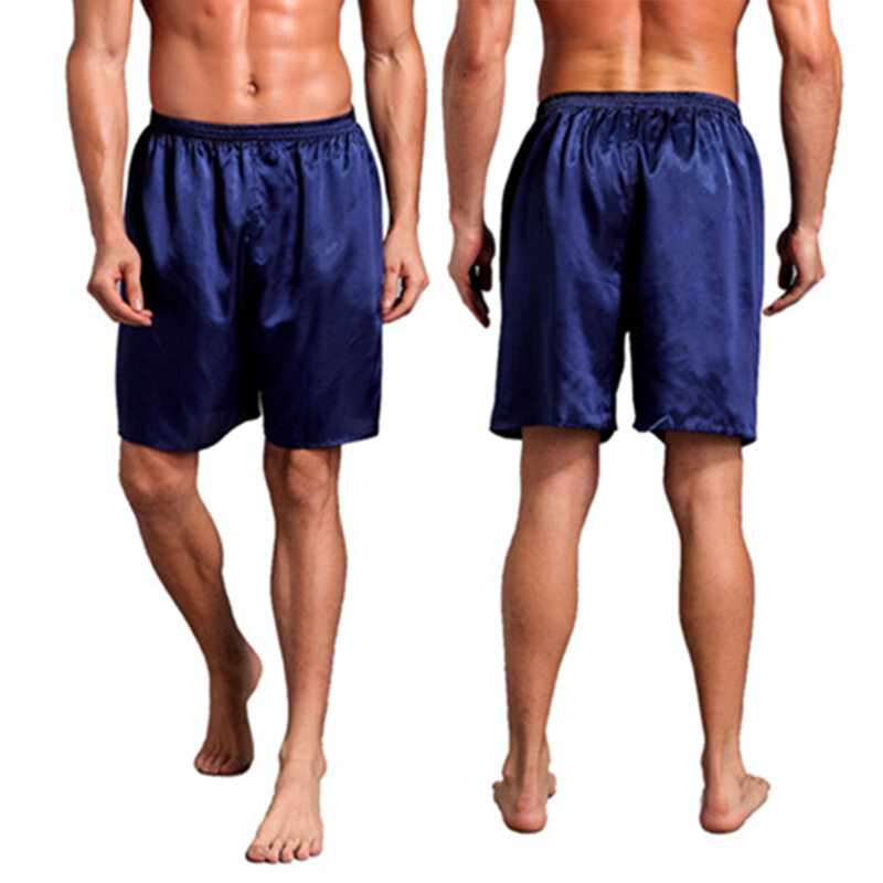 Men Casual Home Nightwear Silk Satin Pajamas Shorts Pyjamas Pants Sleep Bottoms Simulated Silk Five-point Pants Comfortable