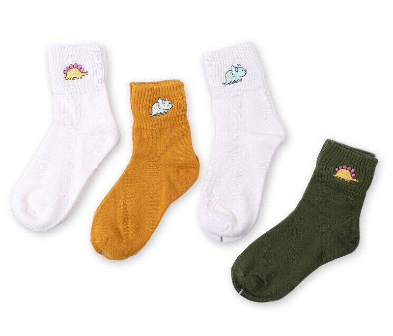 New Cotton Socks  Cute Cartoon Embroidered Socks for Girls Women's Creative Breathable Non-slip Mid Length Socks 1pair