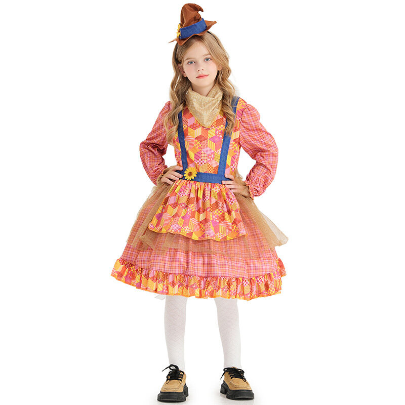 마법사 유아 소녀 허수아비 멋진 드레스, 할로윈 코스튬 2023 소년 허수아비 코스튬