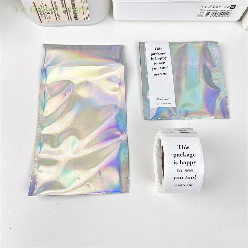 Enveloppe de courrier en feuille plate arc-en-ciel holographique, refermable, sacs verts à odeur, sacs auto-adhésifs, stockage de courrier, cadeau GT