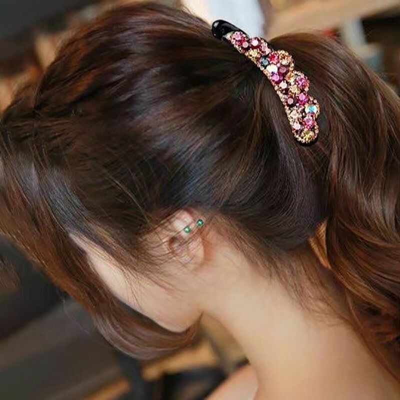 Заколка для волос для женщин с бриллиантами для девочек, вертикальная Заколка-банан, держатель для конского хвоста, аксессуары для волос, заколка для волос в Корейском стиле
