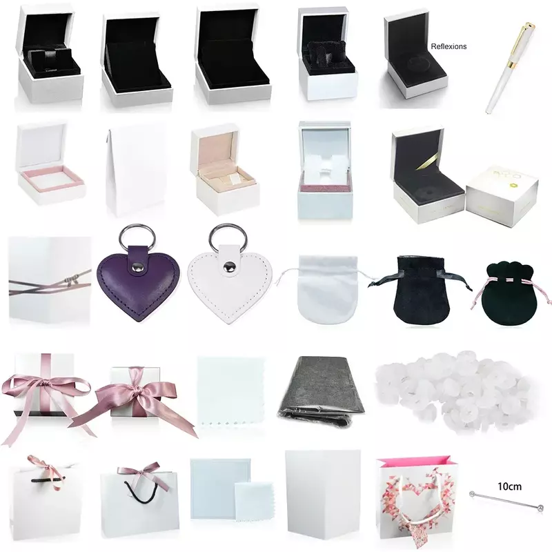 2021 고품질 박스 참 링 귀걸이 팔찌 목걸이, 쥬얼리 보호 상자, 선물 보증, 사랑 가방 카드, 키체인 펜