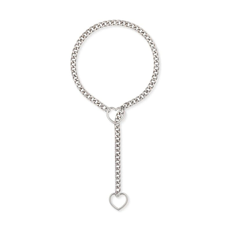 Naszyjnik z łańcuszkiem w kształcie serca dla kobiet, ręcznie robiony punkowy gotycki kubański naszyjnik biżuteria regulowany Lariat Y-Necklace