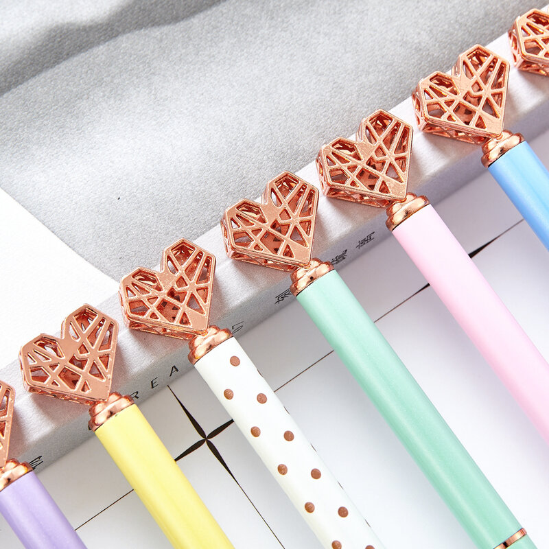12 Pcs Wholesale Creative Love Ballpoint Pens Available In Stock for Cute Student Ballpoint Pens Ins High Beauty Hollow Heart