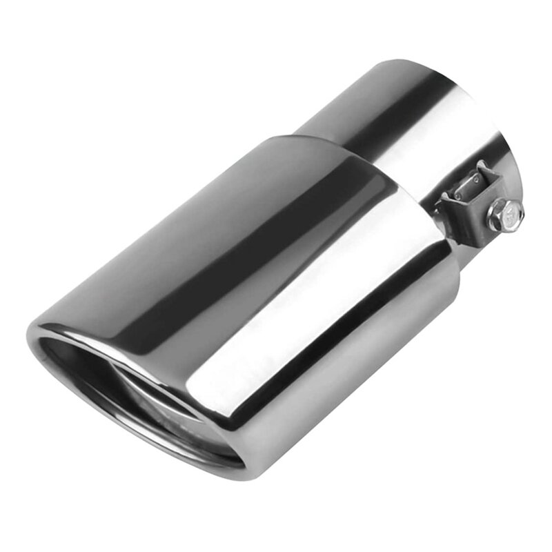 1 Piece Car Exhaust Tip, Car Exhaust Pipe Modification Tail Throat Tail Pipe 2.1In To 1.5In Universal Stainless Steel (Silver)