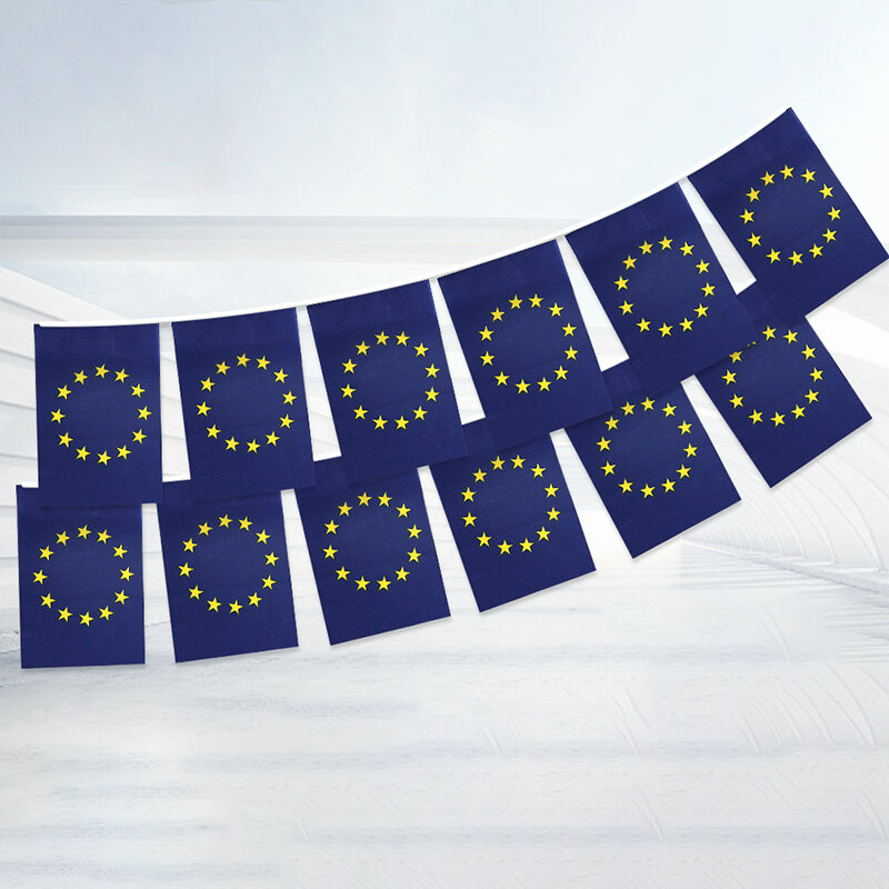 Xvggdg European Union bunting flags 14x21cm 20 pz/set Pennant EU String flags Banner Buntings Festival Party Holiday