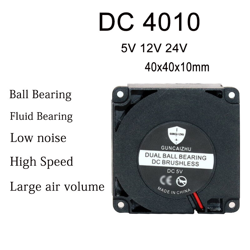 DC 5V 12V 24V 4010 40x40x10MM Centrifugal Turbine Blower Ball Bearing Fluid Bearing 7500RPM 3D Printer Cooling Fan